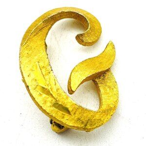 Vintage MAMSELLE Gold Tone Script Letter G Brooch Pin Signed